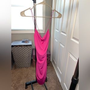 Hot Pink Dress with Back and Side Ruching